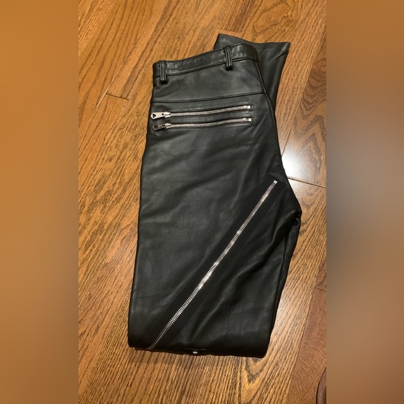 Paul Smith *RARE* Moto Leather Trousers Size 30/31 Silver Zips “Look 46” AW19 - Picture 6 of 17